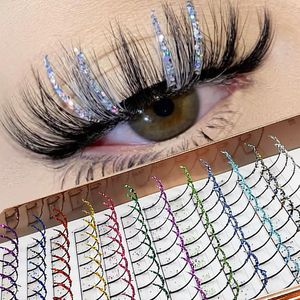 Falsche Wimpern, Mischung aus 12 Farben, glitzernde Wimpern, flauschige Streifen, Cosplay, Make-up, Schönheit, einzelne Wimpern, Verlängerung, Großhandel, Lieferant 230703