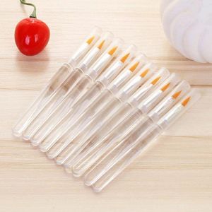 Lip Makeup Brush With Lid Transparent Small Size Lip Brush Yellow Fiber Wool Brush For Professional Lip Beauty F3628 Gaagm