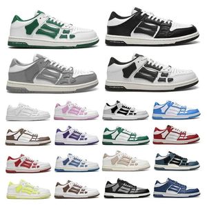 2023 Designer Casual Shoes Skel Top Low Bones Leather Sneakers Skeleton Blue Red White Black Green Grey Brown Men Women Outdoor Sports Trainers 36-44