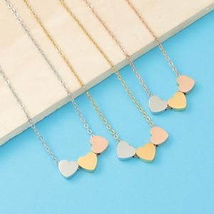 Pendant Necklaces Fnixtar 10Pcs Mirror Polish Stainless Steel Three Hearts Beads DIY Couple For Women's Men's Fashion Jewelry Gifts