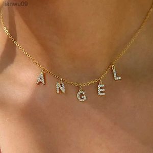 Vnox Custom Crystal Letter Initial Name Necklaces for Women GirlsCubic Zirconia Stone AZ Alphabet Pendant Necklace Jewelry L230704