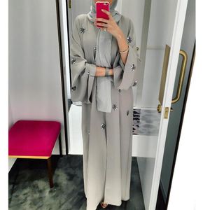 Donne musulmane ricamo cardigan aperto Maxi abito katfan abaya dubai kimono servizio di preghiera abbigliamento islamico Tunica lunga tunica Arab298L