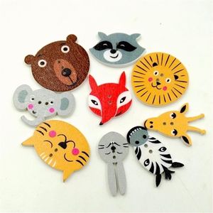 Wooden Buttons cute animal head mixed 2 holes for handmade Gift Box Scrapbook Craft Party Decoration DIY favor Sewing Accessories193n