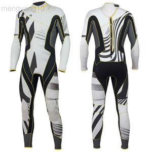 Wetsuits Drysuits 3mm Neopren Erkekler Wetsuit Yüzme Sörf Tüplü Dalış Şnorkel Sıcak Tek Parçalı Uzun Kollu Mayo Ön fermuar Dalış Takımı HKD230704