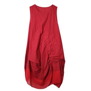 Klänningar 2022 Hot Summer Big Size Sex Oneck Women's Dress Patchwork Famale Women's Clothing Sleeveless Girls Long Kneelength