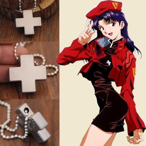 Anime EVA Katsuragi Misato stop krzyż wisiorek naszyjnik dla kobiet Cosplay koraliki do biżuterii łańcuszek Charms Amulet naszyjniki Dropship L230704