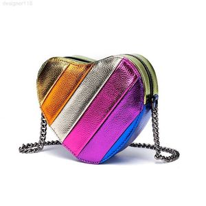 Uk Kurt Geiger Eagle Bird Head Rainbow Love Borsa da donna con borsa a tracolla monospalla a catena impiombata a contrasto