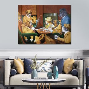 Famous Dogs Canvas Art His Station and Four Aces Cassius Marcellus Coolidge Painting Handmade Living Room Decor