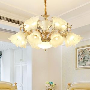 Pendant Lamps Modern European Fancy LED Alloy Droplight Lamp Restaurant Light Fashion Elegant El Hall Glass Lampshade