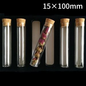 Glass Plastic Sheets 24pcslot 15x100mm Flat Bottom Test Tube With Cork Stoppers For Kinds Of TESTS 230703