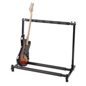 Multi Guitar Stand 5 Hållare Folding Organizer Rack Scen Bass Akustisk Elektrisk ny