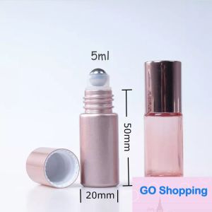 5 ml Roll-on-Parfümflasche, Glas, Metallroller, Duftbehälter für ätherische Öle, 10 ml, Roségold, Fabrikverkauf