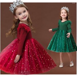 Girl Dresses Autumn Winter For Girls 2023 Long Sleeve Sequin Birthday Baby 3 To 8 Yrs Kids Red Christmas Party Costume