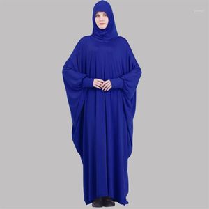 One Piece Prayer Outfit Muslimska kvinnor Abaya Jilbaab med ärmar Bönklänning fäst Scarf Islam Hajj och Umrah Kläder Saudis1209v