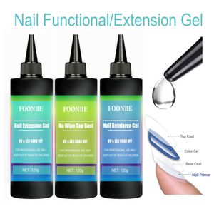 False Nails 120g Functional Nail Gel No Wipe Top Coat Removable Base Matte Tempered Coat Primer Reinforce Extension Glue 230703