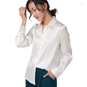 Women's Blouses 19mm Real Silk Long Sleeves Shirts Women Pure Natural Charmeuse Chinese Tops High Quality Elegant Glossy Ladies Blouse