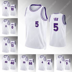 2023-24 Сезон Нью-Джерси Де'Аарон Фокс Custom Keegan Murray Basketball Jersey Harrison Barnes Domantas Сабонис Король Кевин Хьюертер Малик Монк XS-4XL Мужчина Женская молодежь