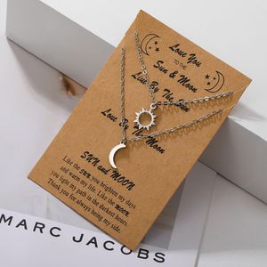 Classic Design Moon Sun Pendant Necklace Antique Silver Necklaces for Gift