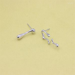 Orecchini a bottone ZFSILVER925 Argento sterling per le donne Moda Irregolare Asimmetrico Lava Nota Gioielli Accessori da sposa Regalo Ragazza