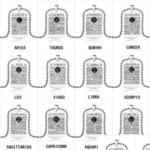 Kolye Kolyeler Paslanmaz Çelik 12 Zodyak Harf Kolye Kadınlar Erkekler Takım Anlatımı İşareti Titanyum Köpek Tag Boncuk Zincirleri Moda J Dhuop