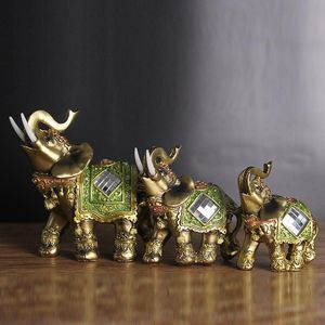 Stickers Elephant Statue, Lucky Feng Shui Green Elephant Sculpture Wealth Figurine for Home Office Decoration Gift