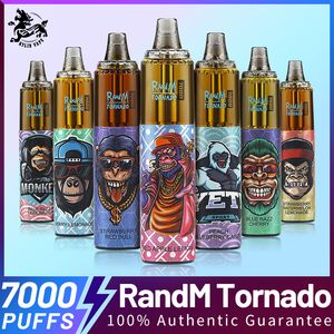 Original Randm Tornado Puff 7000 engångsvape Pen Pod Device 7000 Puffs Uppladdningsbar 50 Alternativ E Cigarett