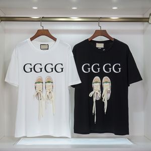 デザイナー tシャツ黒、白メンズレディースシャツファッショントップスと靴のパターン夏半袖ファッション女性の服アジアサイズ M-4XL