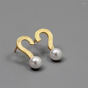 Kolczyki sztyfty INATURE znak zapytania 925 srebro moda prosta muszla perła dla kobiet biżuteria imprezowa