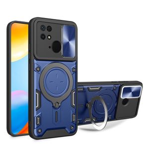 Capas de telefone celular para Redmi 13C 13T Pro 13 Lite Note 12 4G 5G A1 + A2 + 4G Suporte de anel Kickstand Slide Camera Lens Capa resistente à prova de choque para mulheres e homens