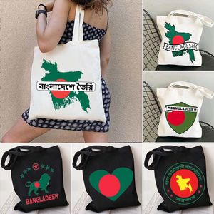 Kvällsväskor Bangladesh Bangladesh Hjärta Land Flagga Karta Resor Landmärken Symboler SHIELD Shopper Canvas Bomull Shopping Handväskor 230630