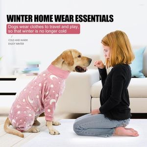 Dog Apparel Soft Plush Pajama Cute Bone/Moon Printed Fleece Stretchable Pajamas Onesie Pet Pjs Full Body Cover Jumpsuit Clothing