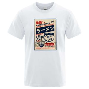 T-shirt da uomo Puffer Fish Ramen Menu giapponese Poster Tshirt Mens Anime Quality Tee Abbigliamento Modello Oversize New T Shirt Casual Cotton TShirts J230705