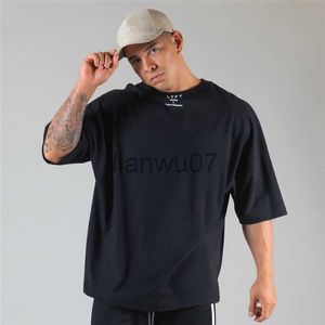 Herr-T-shirts Nya sommar-bomull Kortärmade Löpartröjor Herr Träning Träning Träning Lösa Plus Size T-shirts Herr Casual Mode Toppar J230705