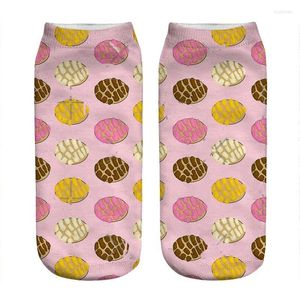 Women Socks Women's Kawaii Pink Mexican Bread Pan Printed Woman Harajuku Happy Funny Novelty Cute Girl Gift For