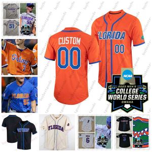 Уятт Лэнгфорд 2023 Cws Florida Gators Бейсбольная майка Jac Caglianone Cade Kurland Custom Mens Josh Rivera Ty E Bt Riopelle Michael