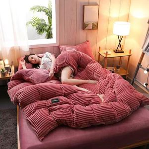 Films Justchic Thick Warm Winter Quilt Cover for Beds Ab Version Doublesided Veet Duvet Cover Flannel Bedding Queen Size