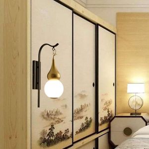 Wandlampen im chinesischen Stil, einfache personalisierte Kürbis-Wohnzimmer-Schlafzimmer-Nachttisch-Korridor-Kunst-Hintergrund-dekorative Lampe