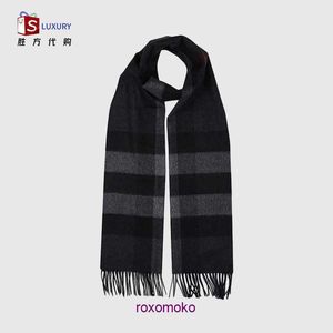 Cachecóis Bur Home de grife para venda Cachecol Quente Masculino Cinza Escuro Cashmere Checker 4031051