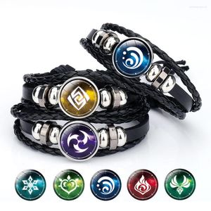 Braccialetti con ciondoli Anime Genshin Impact Bracciale per donna Uomo Vision God's Eye Mondstadt Liyue Harbour Accessori per gioielli in pelle