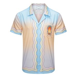 Lyxig designerskjorta Herrmode bowlingskjorta med geometriskt tryck Hawaiian Solid casual shirt Herr slim fit kortärmad mångsidig T-shirt 888