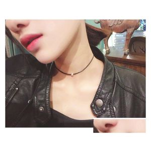 Chokers hurtownia czarna lina naszyjnik moda kobiety proste oświadczenie naszyjniki Choker dla pań akcesoria biżuteria Drop Delivery Pe Dhflh