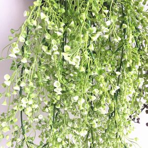 Flores decorativas Topo 115 cm Folha de hera artificial Flor guirlanda verde Plantas videira Rattan falso Decoração de casamento para pendurar na parede