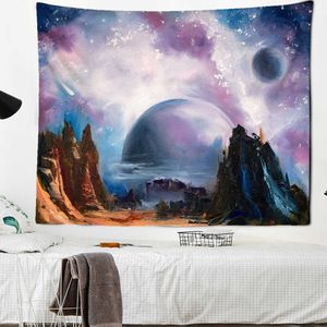 Tapeçarias vale lua tapeçaria montanha galáxia céu estrelado pendurado tapeçarias de parede pendurado paisagem pano de parede