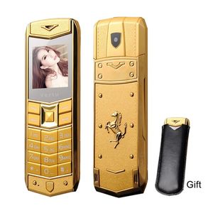 Unlocked A8 Metal Mobile Phone With Super Mini Ultrathin Card Luxury Dual sim cards Camera MP3 Bluetooth 1.8"inch Dustproof Shockproof Cell phones Free Case