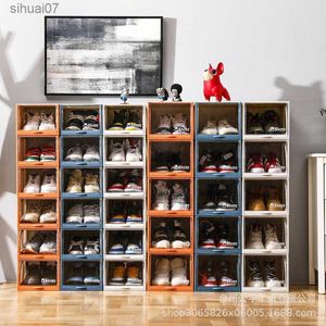 Thickened Plastic Shoe Organizer Lidded Dustproof Shoe Cabinets Household Toys AJ Organizer Box Lego Garage Kit Display Case L230705