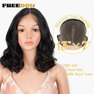 Syntetyczna koronka przodu peruki 13x7 koronkowe peruki dla czarnych kobiet 12 cali peruka z krótkim bobem blond 99J kolorowe peruki do cosplay 230524