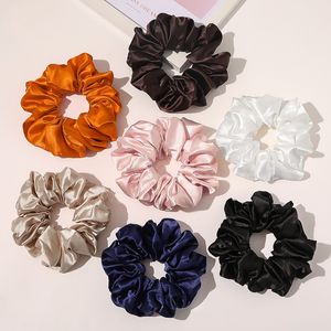 Women Satin Silk Hair Scrunchies Sweet Girls Hair Ring Solid Color Ponytail Holder Hair Rubber Bands Large Size Hair Accessories