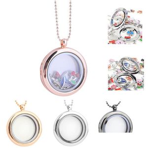 Lockets Diy Accessories Alloy Phase Box Round Glass Blasting Pendant Can Open Necklace Ladies Jewelry Wcw296 Drop Delivery Necklaces Dhfij
