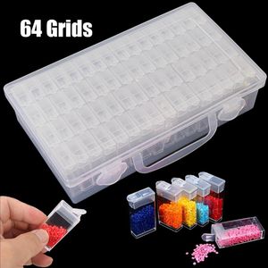 Curtains 64grids Diamond Painting Storage Box Accessories Tool Mosaic Bead Container Organizer Embroidery Nail Art Convenience Box