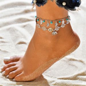2023 NEW Leaf weave multilayer anklet chains Shell Elephant mermaid anklets foot bracelet summer Beach women fashion jewelry